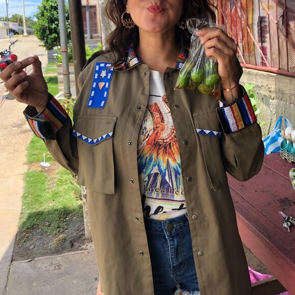 OLIVE EMBROIDERED JACKET - Picture 3 of 8